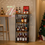 Eyteenokk Wine Rack Freestanding Floor:4 Tier Whiskey Wine Rack Mini Bar Cart,Liquor Cabinet-Home Bar for Bottles,Cocktail Shaker,Mugs-(23.6 * 11.8 * 40inch) Eyteenokk