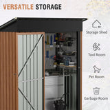 5x3 Ft Storage Shed, Outdoor Metal Shed with Floor Base& Lock, Small Lean to Shed, Compact Vertical Outside Bike Tiny House for Garden, Backyard, Patio, Tool Florise