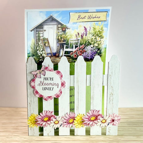 Katy Sue Pretty Petals Picket Fence Card Making Kit. Contains 8 Shaped Cards, 2 Sheets of Die Cut Decoupage, Foam Pads, 8 Envelopes & Instructions. for Card Making Supplies & Card Crafting Katy Sue