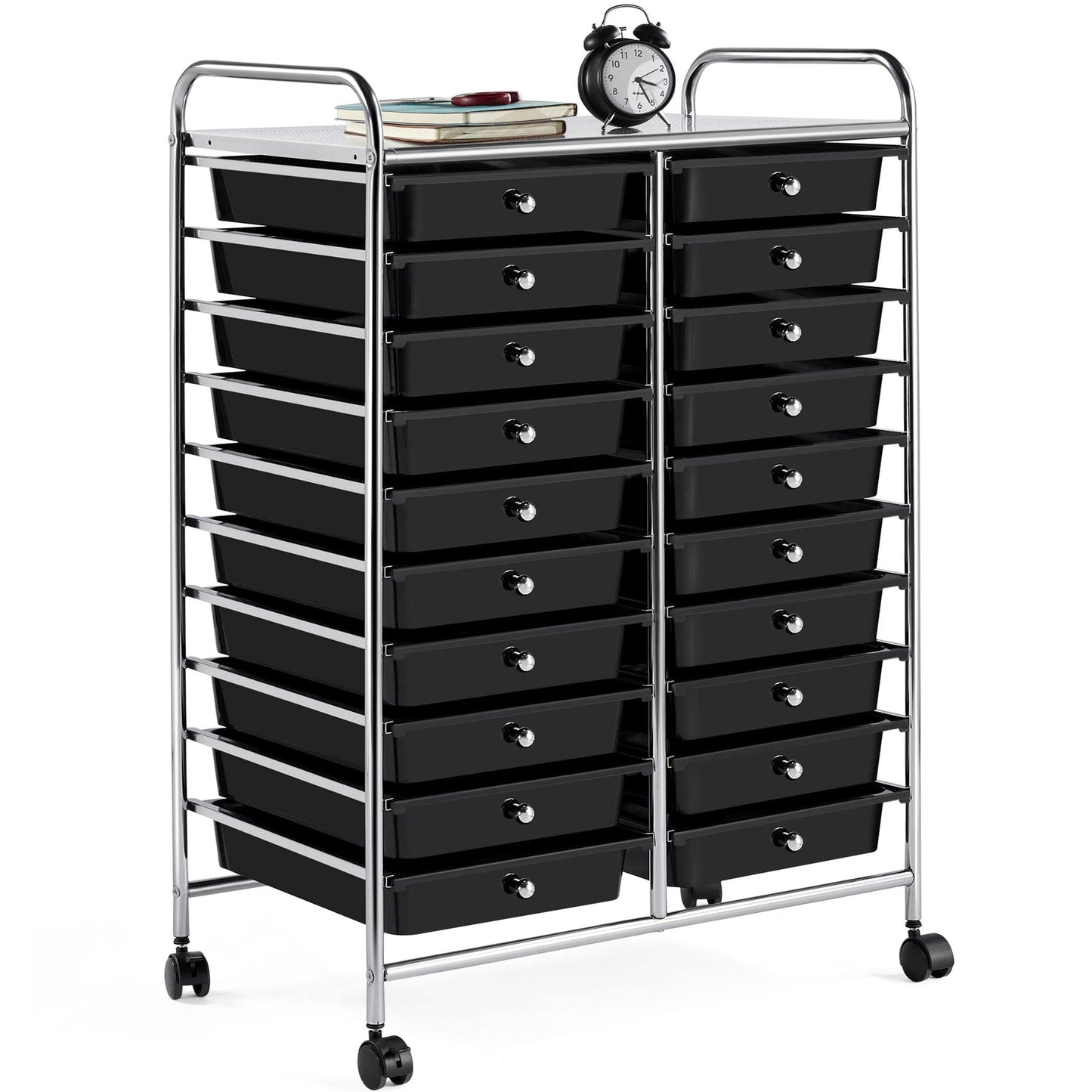 Yaheetech 20 Drawers Rolling Storage Cart Multipurpose Movable Organizer Cart Tools Scrapbook Paper Organizer on Wheels, Black