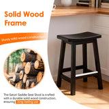 PayLessHere Bar Stools Set of 2, Wooden Saddle Stools 24 Inch Heigh, Bar Chairs Seat with Footrests and Industrial, Kitchen Counter Stools for Restaurant, Bistro Bar and Home Dining PayLessHere