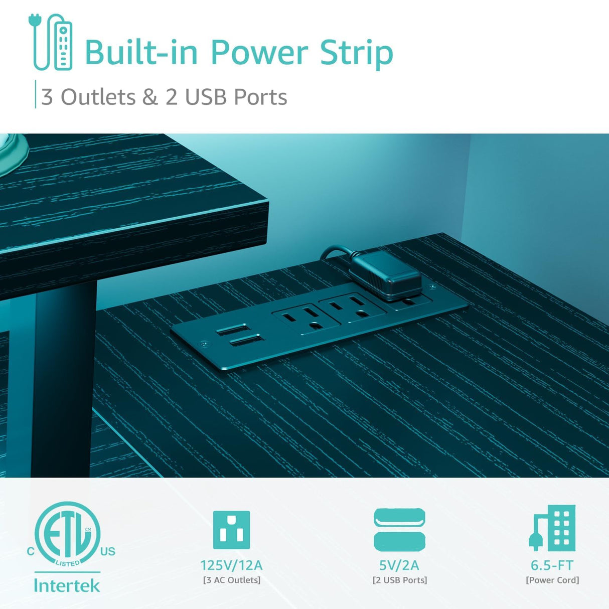 Lufeiya L Shaped Gaming Desk with Led Lights and Power Outlets, 47 Inch Writing Study Computer Desks with Fabric Drawers for Bedroom, Corner Home Office Desk with Monitor Stand Shelves, Black Lufeiya