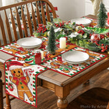 Artoid Mode Gingerbread Candy Cane Christmas Placemats Set of 4, 12x18 Inch Seasonal Table Mats for Party Kitchen Dining Decoration Artoid Mode