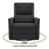 CHITA Power Recliner Chair Swivel Glider, FSC Certified Upholstered Faux Leather Living Room Nursery Reclining Sofa Chair with Lumbar Support, Black CHITA