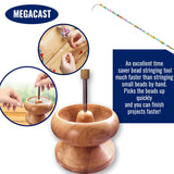 MegaCast Wooden Bead Spinner, Bead Loader Spinner with Needle Jewelry Making Bead Holder for Craft Stringing Beads MegaCast
