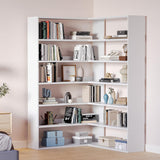 MXV 71.5" Tall L-Shaped Corner Bookshelf, 6-Tier 35.2" Wide Wooden Bookcase with Storage Organizer, Display Shelf for Home, Office, Living Room (35.2") MXV