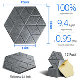 Acoustic Panels Self-Adhesive,12 Pack Snowflake Pattern Sound Proof Panels For Wall,12" X 10" X 0.4" High Density Soundproof Wall Panels,Sound Absorbing Panel for Room & Offices Diapu