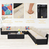 Wonlink 11 Pieces Patio Conversation Set, Rattan Sectional Patio Sofa, Outdoor Wicker Furniture Sets for Porch Deck Poolside Balcony Wonlink