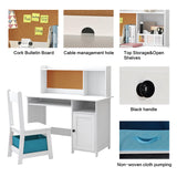 TaoHFE Kids Desk and Chair Set, Kids Desk Chair with Storage and Shelf, Wooden Kids Table and Chairs for Bedroom and Study, Craft Table with Storage Gifts for Boys, Girls to Study, White TaoHFE