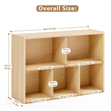 ERUGI 2-Tier Solid Wood Toy Organizer with 5 Compartments and Wheels for Kids Rooms & Playrooms ERUGI