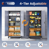 Yizosh Metal Garage Storage Cabinet with Locking Doors and Adjustable Shelves,- 75" Rolling Steel Tool Cabinet for Home Office,Garage,Warehouse Yizosh