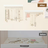 ZEDODIER 2 Pack Necklace Organizer Wall Mount, Wooden Jewelry Hanger Necklace Holder with 24 Hooks,Hanging Jewelry Organizer, White ZEDODIER