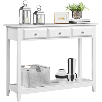 Yaheetech Console Table with 3 Drawers, 42" Entryway Table with Storage Shelves, Narrow Long Sofa Couch Table for Living Room, Hallway, Foyer, Hall, White - WoodArtSupply