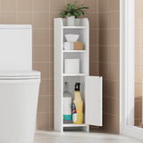 Homhedy Small Bathroom Storage Corner Floor Cabinet with Door and Shelves, Beside The Toilet Paper Stand for Skinny, Narrow Toilet Paper Cabinet, 9.8" D x 7.9" W x 31" H, White Homhedy