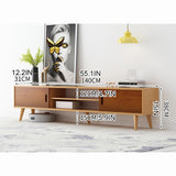 WOLWES TV Console Table Bamboo TV Cabinet Low Entertainment Center Narrow Media Console TV Stand for Living Room, Bedroom (Color : Brown, Size : 55.1in-no Drawer) WOLWES