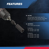 NEIKO 30249A 5 Piece Impact Socket Adapter Set, Standard SAE, 1/4, 3/8, 1/2" Cr-V Steel Impact Driver & Wrench Conversion Kit Socket Reducer, Locking Socket Adapter Set NEIKO