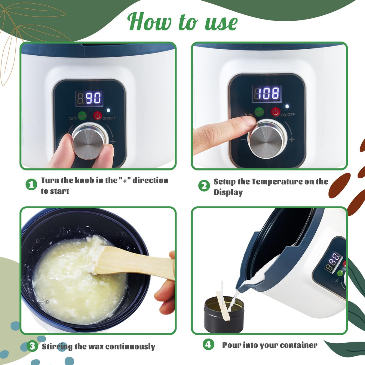 Soy Wax Candle Making Kit with Digital Wax Melter, Natural 4lb Soyawax for Candle Makingt to Make Your Own Candles Handnatur