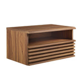 Modway Render Mid-Century Modern, Wall-Mount Nightstand, Walnut Modway