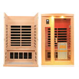 Xmatch Far Infrared Wooden Sauna, 2-Person Size, with1750W, 8 Low EMF Heaters, 2 Bluetooth Speakers, 2 LED Reading Lamps and 3 Chromotherapy Lamps, 10 Minutes Pre-Warm up Xmatch