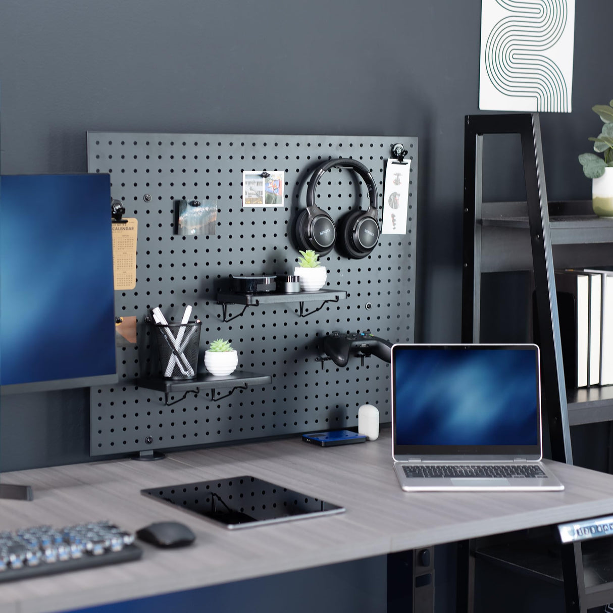 VIVO Steel Clamp-on Desk Pegboard, 30 x 24 inch Privacy Panel, Magnetic Peg Board, Office Accessory Organizer, Above or Below Desk Placement, Black, PP-DK30B-1 VIVO