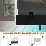 Muluflower Floating Bed Frame King Size with LED Lights and Charging Station, Black PU Metal Platform Bed Frame, Easy Assembly, No Box Spring Needed (King) Muluflower