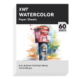 XWT 60 Sheets Watercolor Paper Bulk, 5.5x8.5in 140lb/300gsm, Cold Pressed Acid Free Natural White Textured Water Color Painting Art Supplies, Drawing Gift for Artists, Students, Kids XWT
