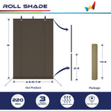 Windscreen4less Outdoor Shade Blinds Patio Roll Up Blackout Shades Exterior Roller Privacy Screen for Pergola Balcony Porch Carport Deck Window, 8' W x 11' L Brown Windscreen4less