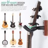 WOGOD Guitar Wall Mount Guitar Hanger Wall Holder - Guitar Wall Hangers Wall Hook Stand for Acoustic Electric Guitars Bass Ukulele - Solid Wood Wall Mount WOGOD