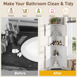 Maupvit 68" Tall Corner Cabinet with 4 Barn Doors & Adjustable Shelves, Farmhouse Bathroom Cabinet with Storage, Home Space Saver Corner Display Shelves for Living Room, Kitchen, Bathroom, White Maupvit