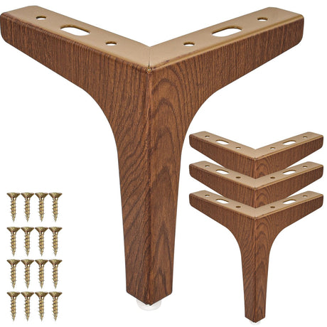 La Vane 4 inch Metal Furniture Legs, Set of 4 Modern Iron Diamond Triangle Furniture Feet DIY Replacement Walnut for Cabinet Cupboard Sofa Couch Chair Ottoman La Vane