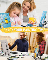 Nicpro Acrylic Paint Canvas Set for Adults & Kids, 80PCS Art Painting Supplies Kit with 2*12 Colors Paint, 6 Canvas, 2 Table Easel, 2*10 Brushes, 2 Paper Pad, 2 Palette for Artist Beginner Students Nicpro