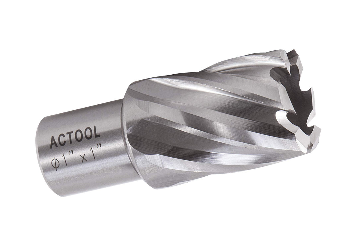 ACTOOL 1" Diameter × 1" Depth of Cut HSS ANNULAR Cutter with 3/4'' Weldon Shank ACTOOL