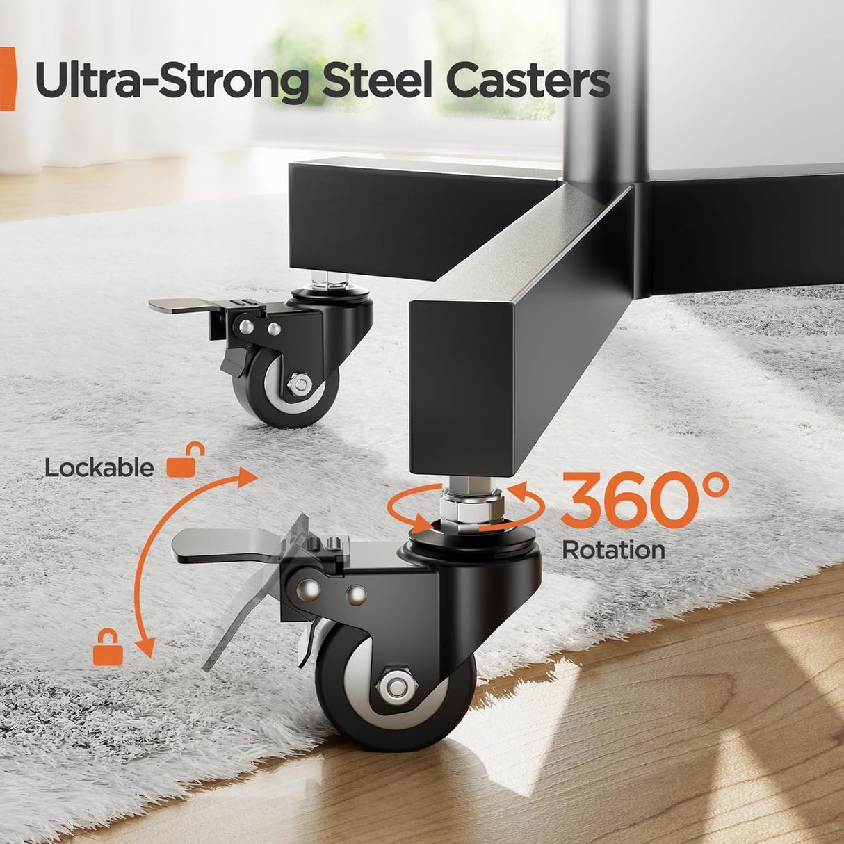 Perlegear Rolling TV Stand, Mobile TV Stand on Wheels for 32-85 Inch Screens up to 132 lbs, Height Adjustable Mobile TV Cart with Metal Shelf, Rolling TV Cart with Lockable Wheels Max VESA 600x400mm Perlegear