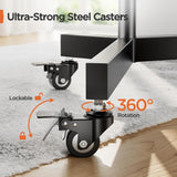 Perlegear Rolling TV Stand, Mobile TV Stand on Wheels for 32-85 Inch Screens up to 132 lbs, Height Adjustable Mobile TV Cart with Metal Shelf, Rolling TV Cart with Lockable Wheels Max VESA 600x400mm Perlegear