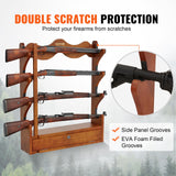 VEVOE Gun Rack, Wood Gun Rack Wall Mount, Gun Display Rack Holds 4 Rifles, Shotguns, 132 lb Heavy Duty Wall Storage Display Rifle Rack with Soft Padding VEVOR