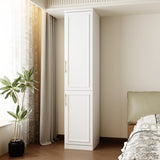 FUFU&GAGA Narrow Wardrobe Closet with 2 Doors, Modern White Bedroom Armoire with Gold Handles, Modern Clothes Storage Cabinet with Shelves, Hanging Rod, 15.7”W x 19.3”D x 74.8”H FUFU&GAGA