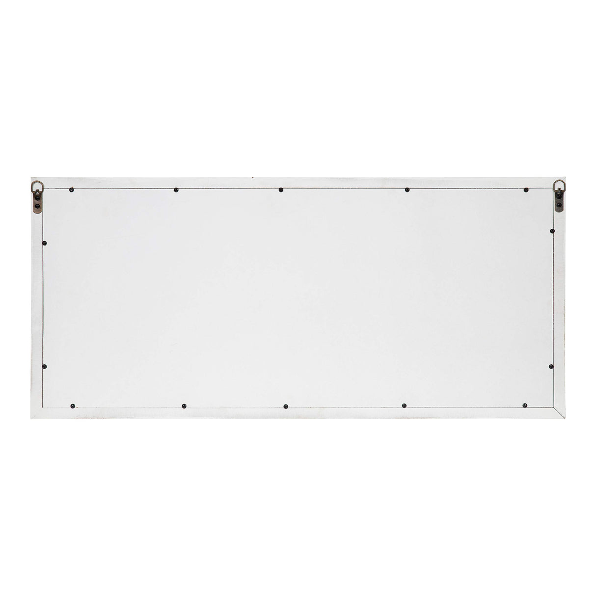 Kate and Laurel Jackson Casual Farmhouse Solid Wood 10 Windowpane Mirror with Distressed Black Metal Shelf, 40x18, Coastal White Kate and Laurel