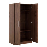 Armoire Wardrobe Closet with 2 Doors, 67.3" H Armoire with Shelves, Wooden Wardrobe Closet for Hanging Clothes, Bedroom Armoires Storage Cabinet with Hanging Rod, Brown cloblane