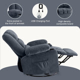 BOSMILLER Massage Swivel Rocker Recliner Chair with Vibration Massage and Heat Ergonomic Lounge Chair for Living Room with Rocking Function and Side Pocket, 2 Cup Holders, USB Charge Port BOSMILLER