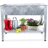 FOYUEE Galvanized Raised Garden Bed for Vegetables Elevated Planter Box with Legs Outdoor Patio Apartment Herb Container Metal FOYUEE