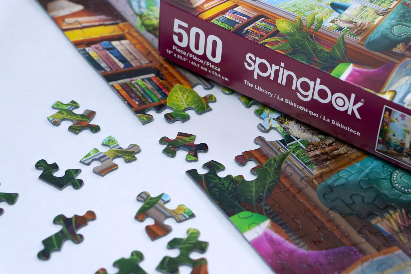 Springbok The Library 500 Piece Jigsaw Puzzle for Adults - Cozy Library for Booklovers - Unique Cut and Perfectly Fit Pieces - Finished Size 23.5" x 18"