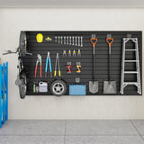 DoCred Slat Wall Paneling Organizer, 4x7.5 FT PVC Garage Slatwall Storage Systems, Heavy Duty Mounted Slat Peg Board for Tool Organization Ladder Bike Rack (Black) DoCred