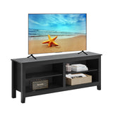Gyger TV Stand for 65 inch TV with Storage,Modern TV Entertainment Center for Bedroom,TV Media Console Table with 4 Open Storage Shelve,55 inch Wood TV Cabinet Black Gyger