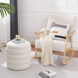 Dolift Modern Teddy Sherpa Foot Rest for Couch, Round Ottoman with Storage, Upholstered Foot Stools Ottoman, Vanity Chair for Makeup Room Bedroom Living Room (White) Dolift