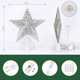 Brizled Star Christmas Tree Topper, 8" Glittered Hollow-Out Tree top Star, Double-Sided 3D Tree Topper with 10 Lights, UL Certified Lighted Xmas Tree Topper for Holiday Christmas Tree Decor, Silver Brizled