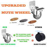 2" L-Shaped Caster Wheels Set of 4 Side Mount Casters with Brake 2 inch Dual Locking Swivel Castors and No Noise TPR Rubber Wheel No Floor Marks Silent Castor for Furniture Baby Bed Cabinet 440Lbs LEE TEAM RISE