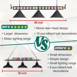 LuoliiTa Pool Table Light, 58" Billiard Light for 7' 8' 9' Pool Table, Hanging Billiards Light for Billiard Room, Game Room, Restaurant, Coffee Shop LuoliiTa