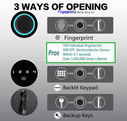 Langger Biometric Wall Safe, Hidden Fingerprint Security Long Wall Safe for Valuables, Rifle Shotgun Handguns, In Wall Safe Between Studs (4"D x 15"W x 45"H)