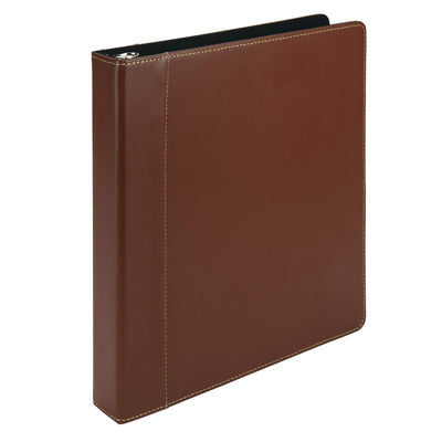 Samsill 1 Inch 3 Ring Binder, Leather, Brown with Contrast Stitching, 8.5X 11 Inch, 3 Rings, Notebook Binder, Portfolio Organizer, Planner, Journal