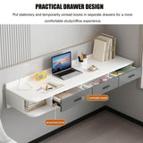 Floating Dressing Table with Drawers, Wooden Laptop Computer Desk,Space Saving Makeup Vanity Storage Cabinet,Wall Mounted Nightstand Bedside Table for Bedroom Living Room(80x40cm(31x16inch), B) SUZEPER